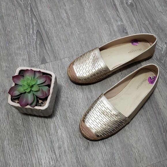 Wanted * Linea Gold Espadrilles * Sz 8.5 - Picture 1 of 9